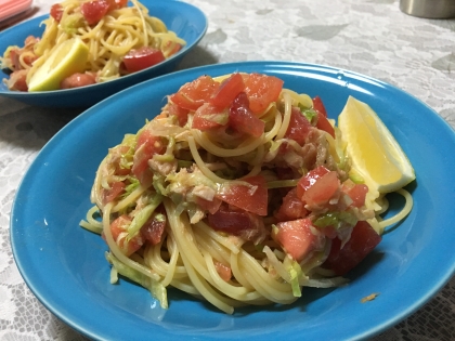 水菜をきらしていたので、レタスで作りましたが、美味しかったです。
パスタソースを冷やしておくと、サッと作れますね！