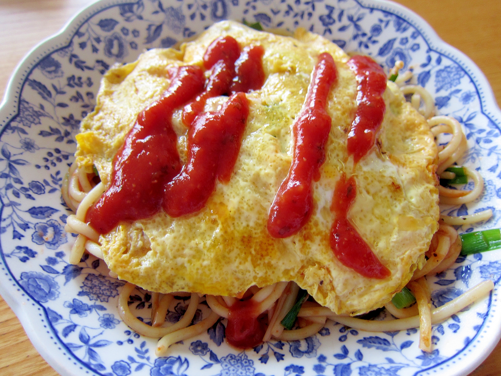 韮と小女子パスタオムレツ