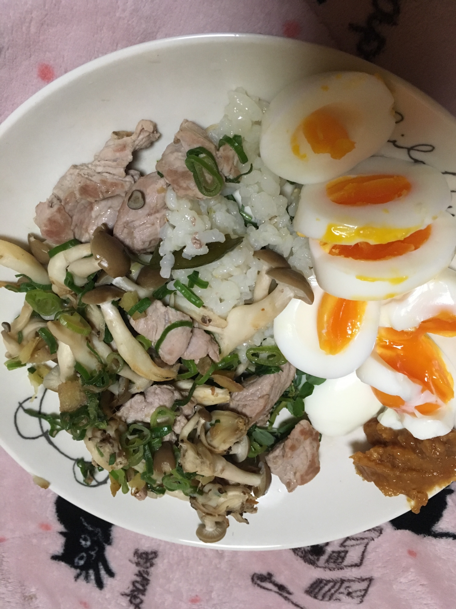 味噌で食べるたんぱく質多め残り物ワンプレート