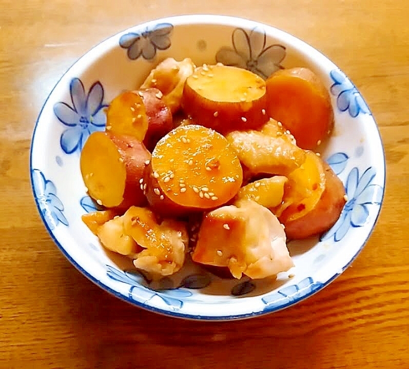 鶏と薩摩芋の焼肉のタレ炒め