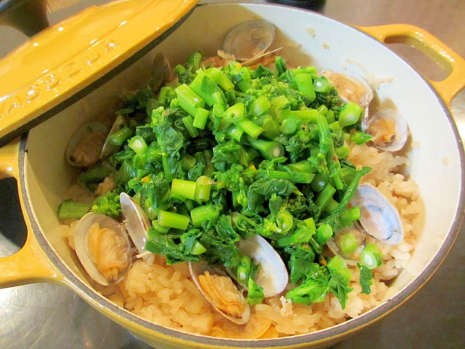 あさりと大根と菜の花の炊き込みご飯