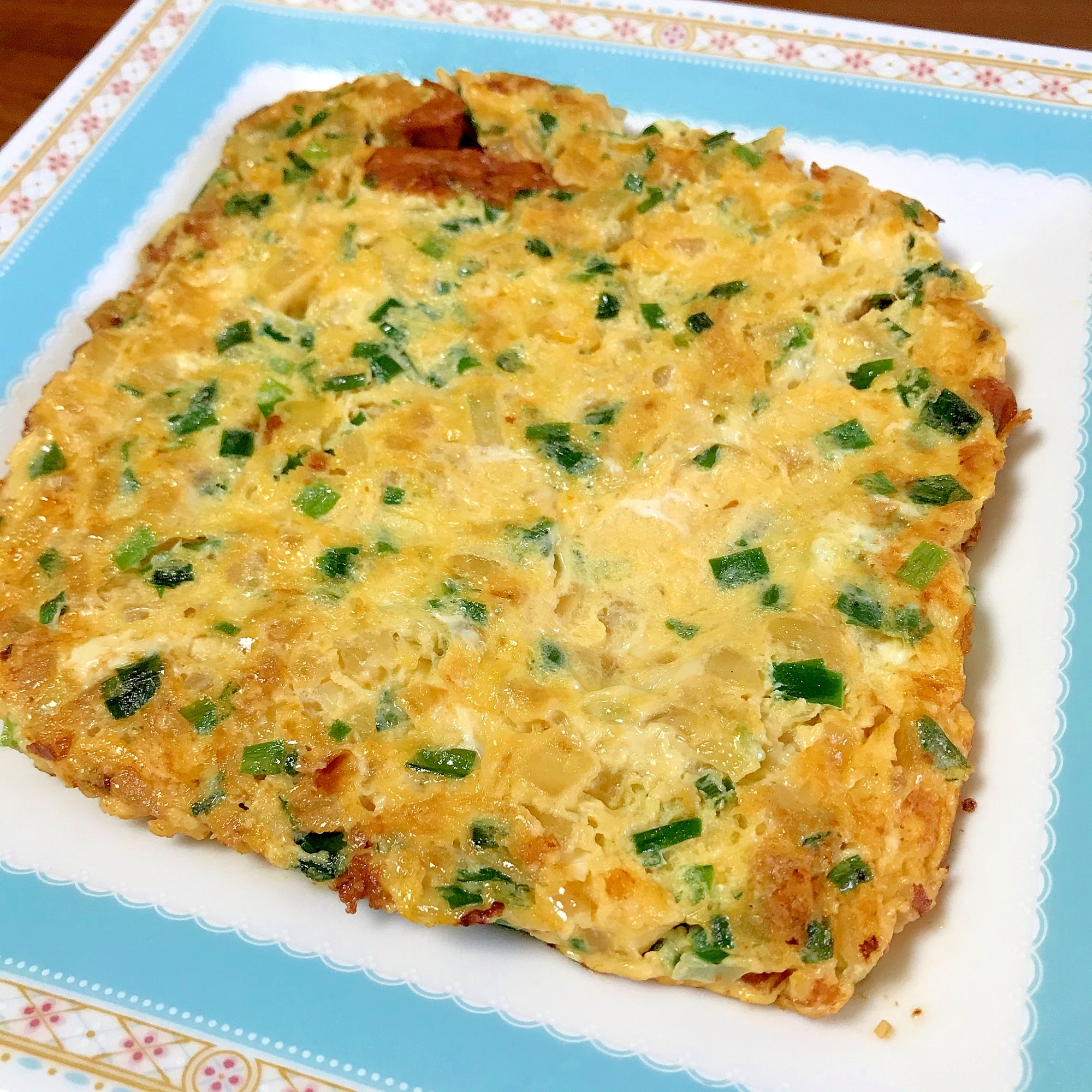 玉ねぎとニラのスパニッシュオムレツ レシピ・作り方 by 水玉