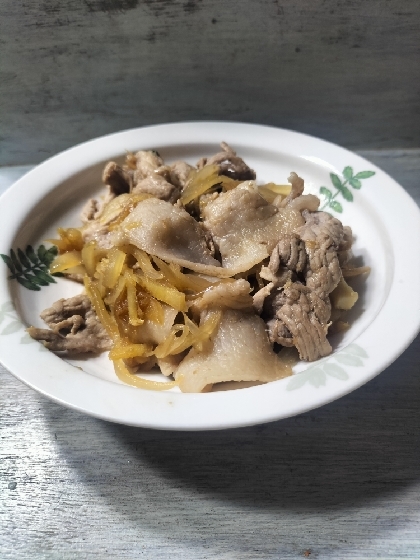 ☘️玉ねぎの芽たっぷり豚生姜焼き（ゆでたまご付き）