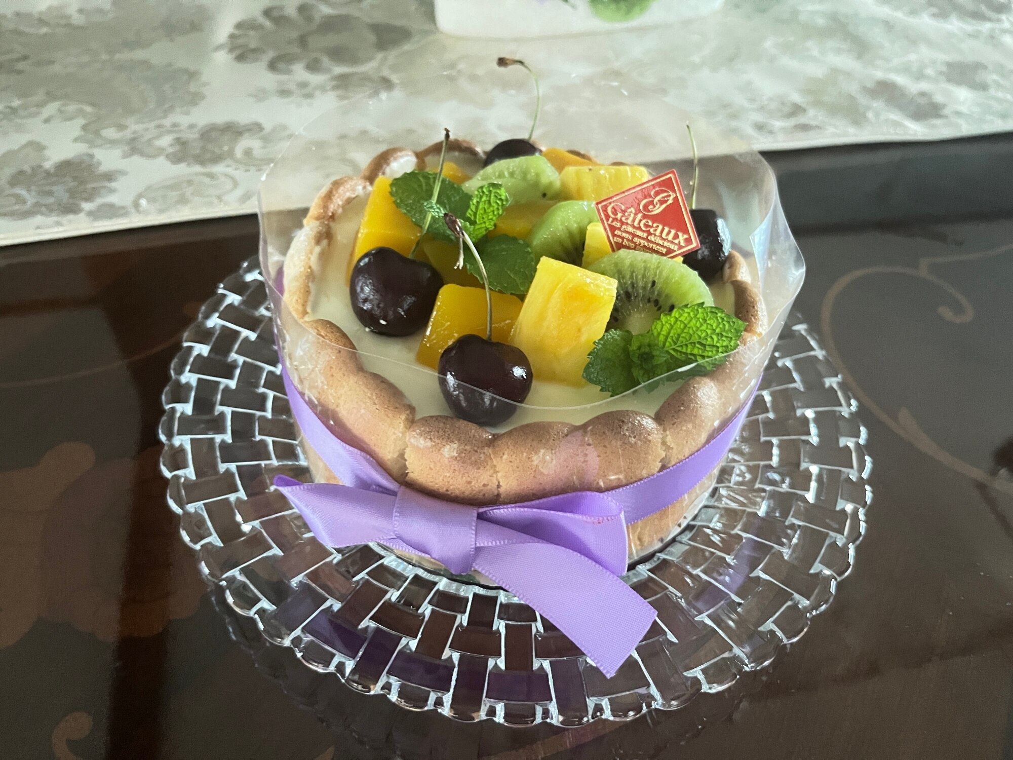 【merci*M様】フェイクスイーツ◆薔薇飾水色ムース♡プリンセスシャルロット◆ 2025公式店舗 まりあ様】フェイクスイーツ◇ローズ＆水色ムース