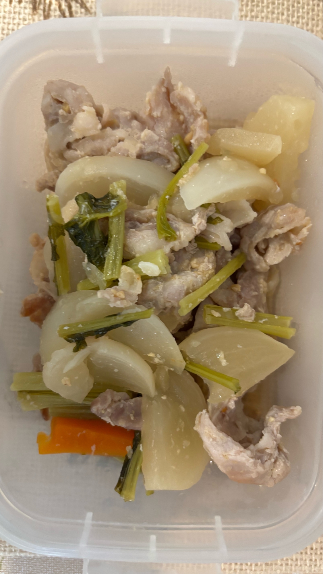 圧力鍋☆カブと豚肉の味噌野菜炒め