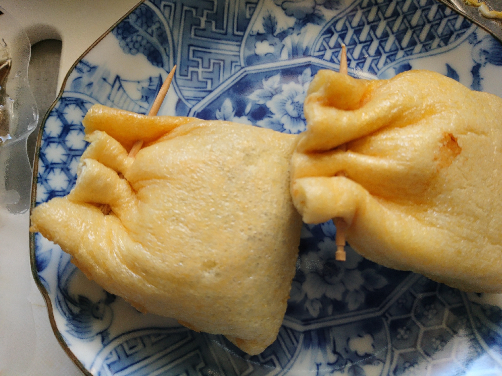 納豆の油揚げ巾着焼き