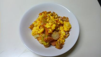 ホタテのチリソース♡とふわふわ卵丼