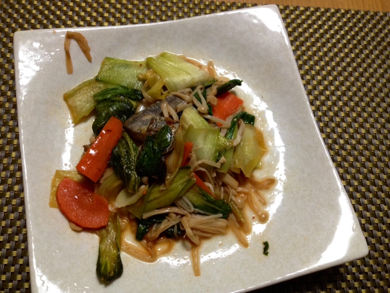 白身魚と野菜のキムチ炒め