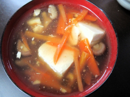 にんじん小松菜しいたけのあんかけ豆腐