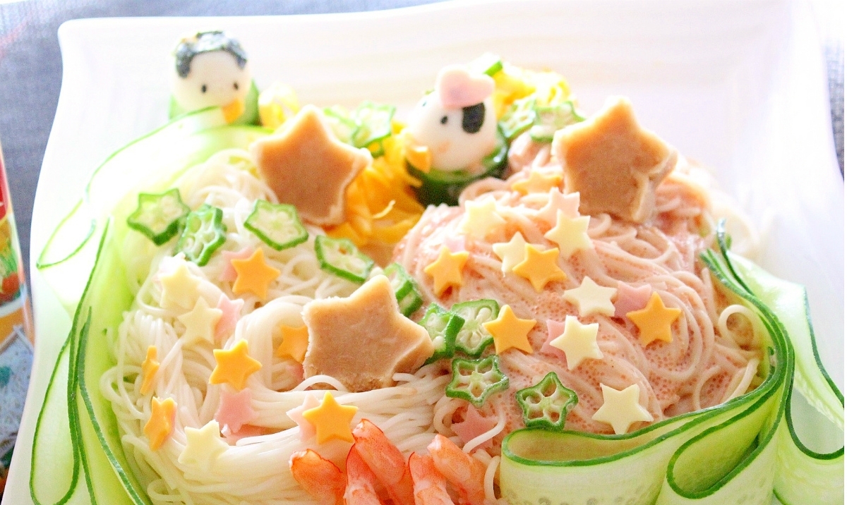 願いごと叶うかな 七夕ぴったりのかわいいデコそうめん デイリシャス 楽天レシピ