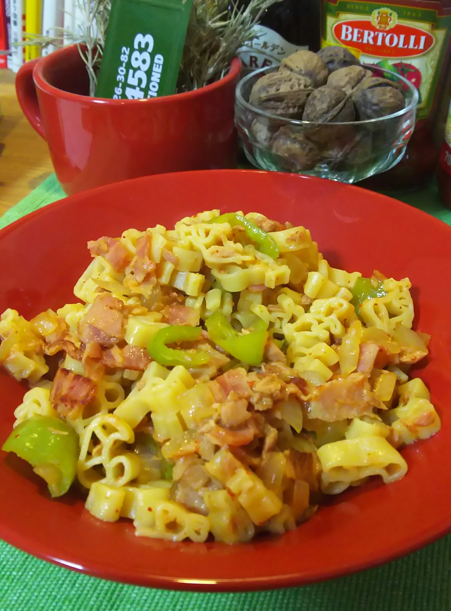 どうぶつパスタ☆でお出汁たっぷりペペロンチーノ
