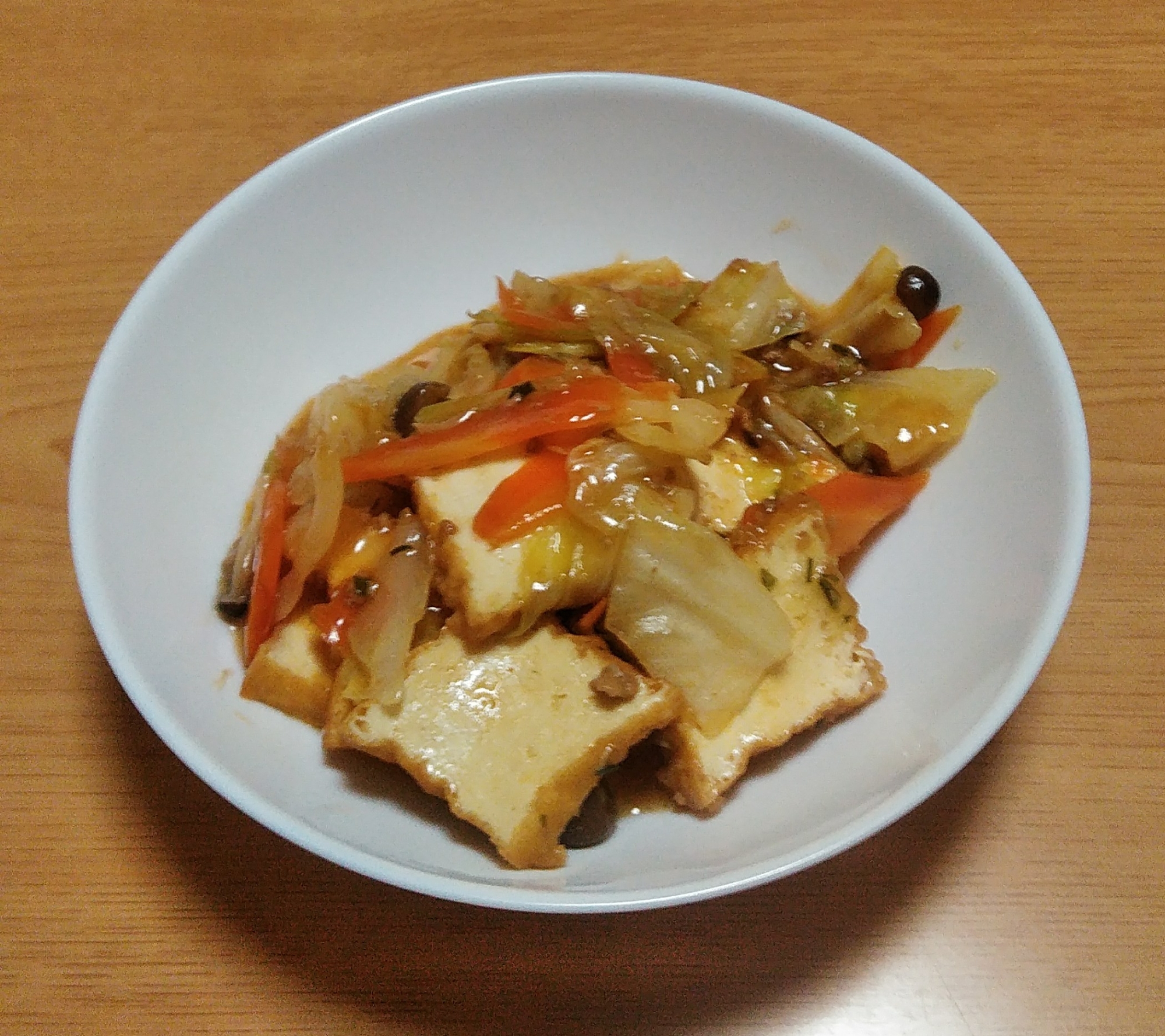 麻婆豆腐の素で♪厚揚げ野菜炒め