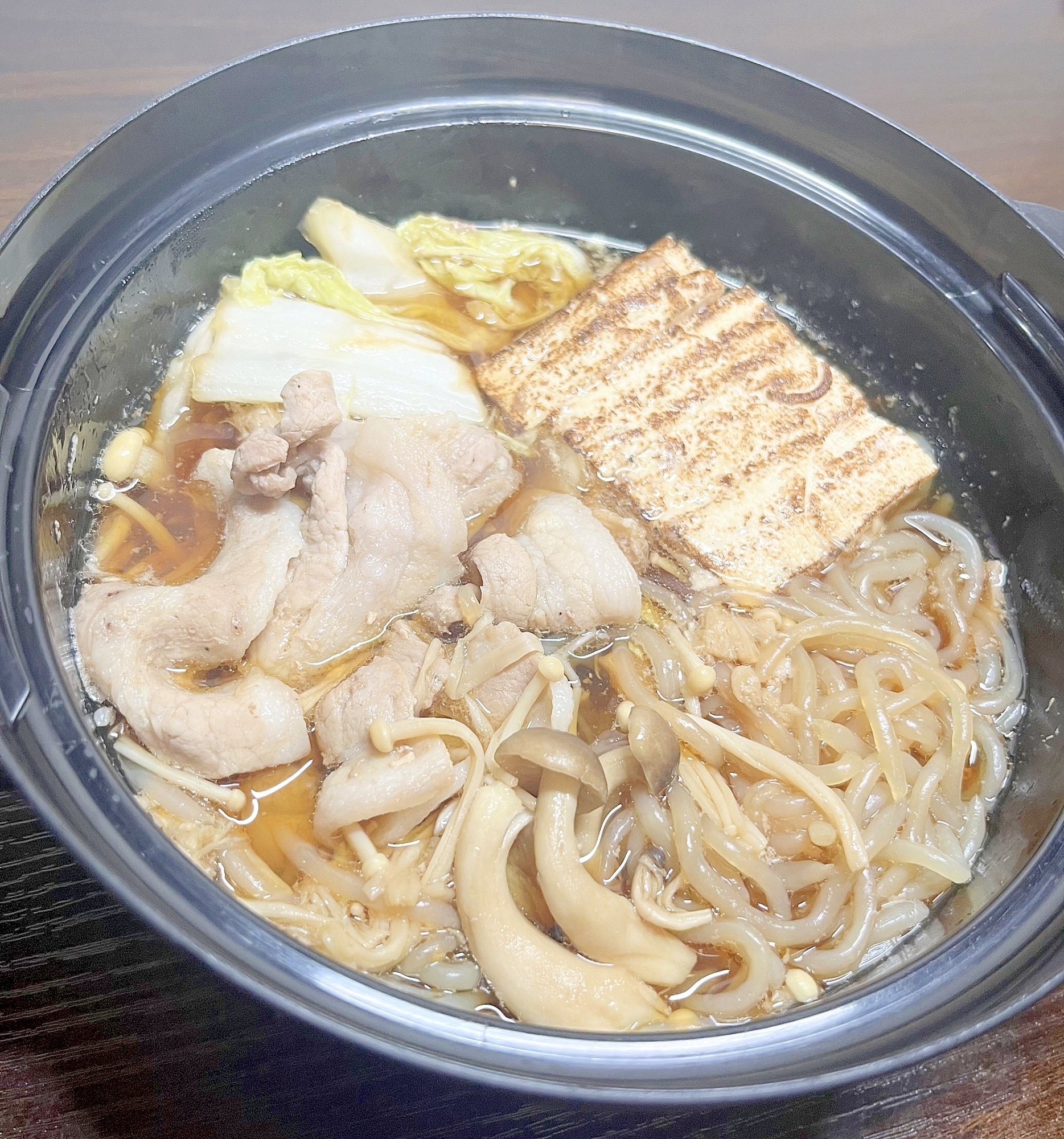 レンジのみで簡単一人鍋☆すき焼き