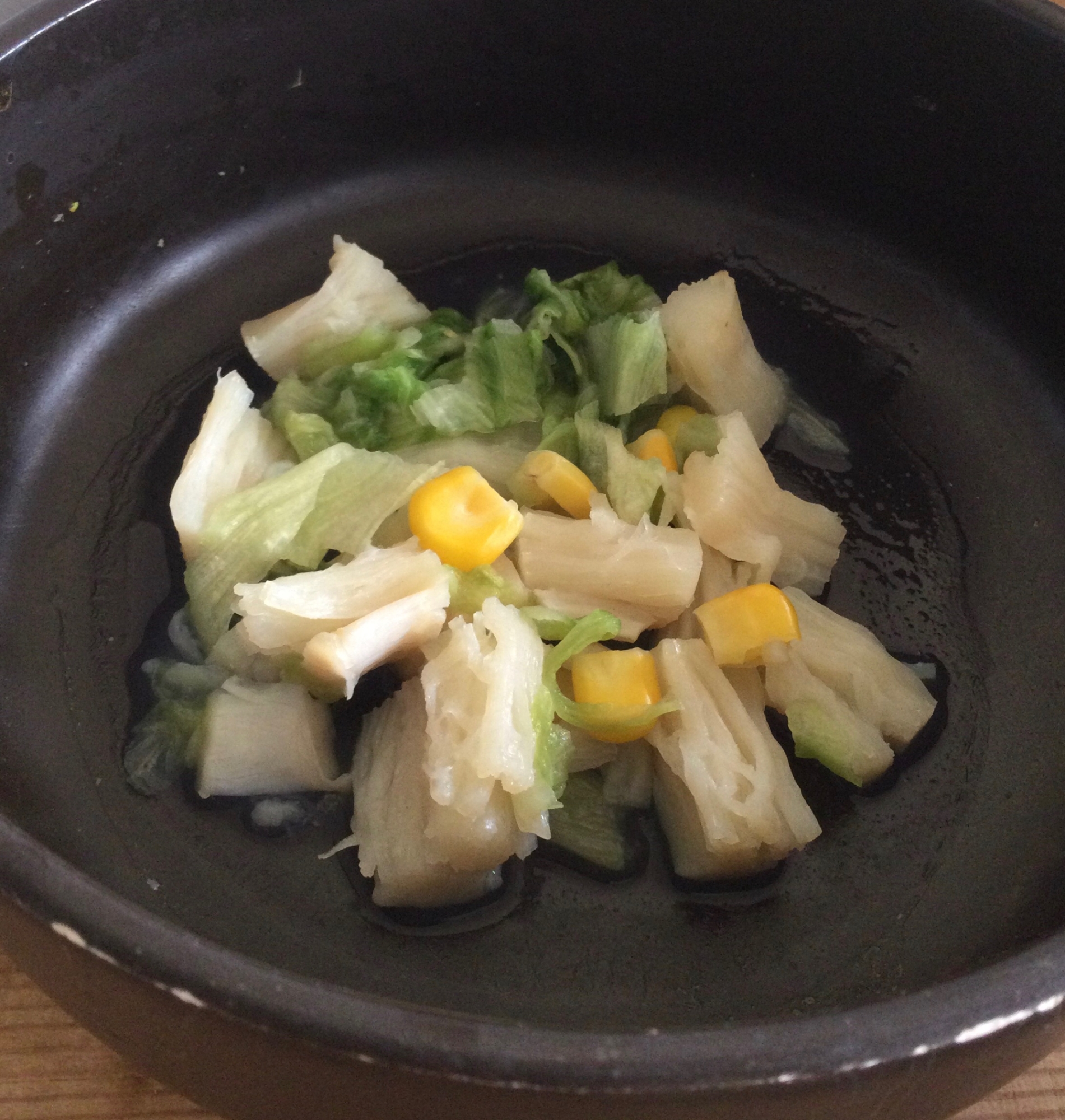 ホタテ貝柱レタスコーンの煮物♪
