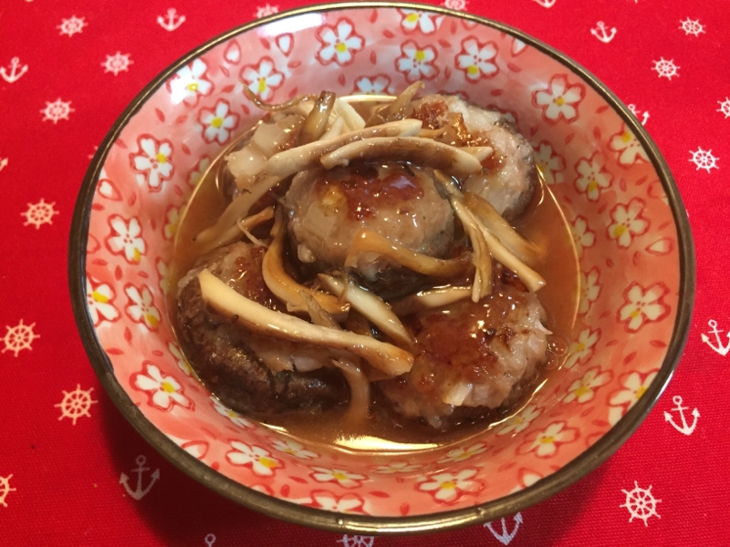 軸も使って！しいたけの肉詰めあんかけ