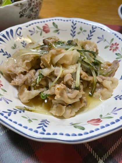 【ご飯がすすむ】豚バラと水菜のポン酢炒め