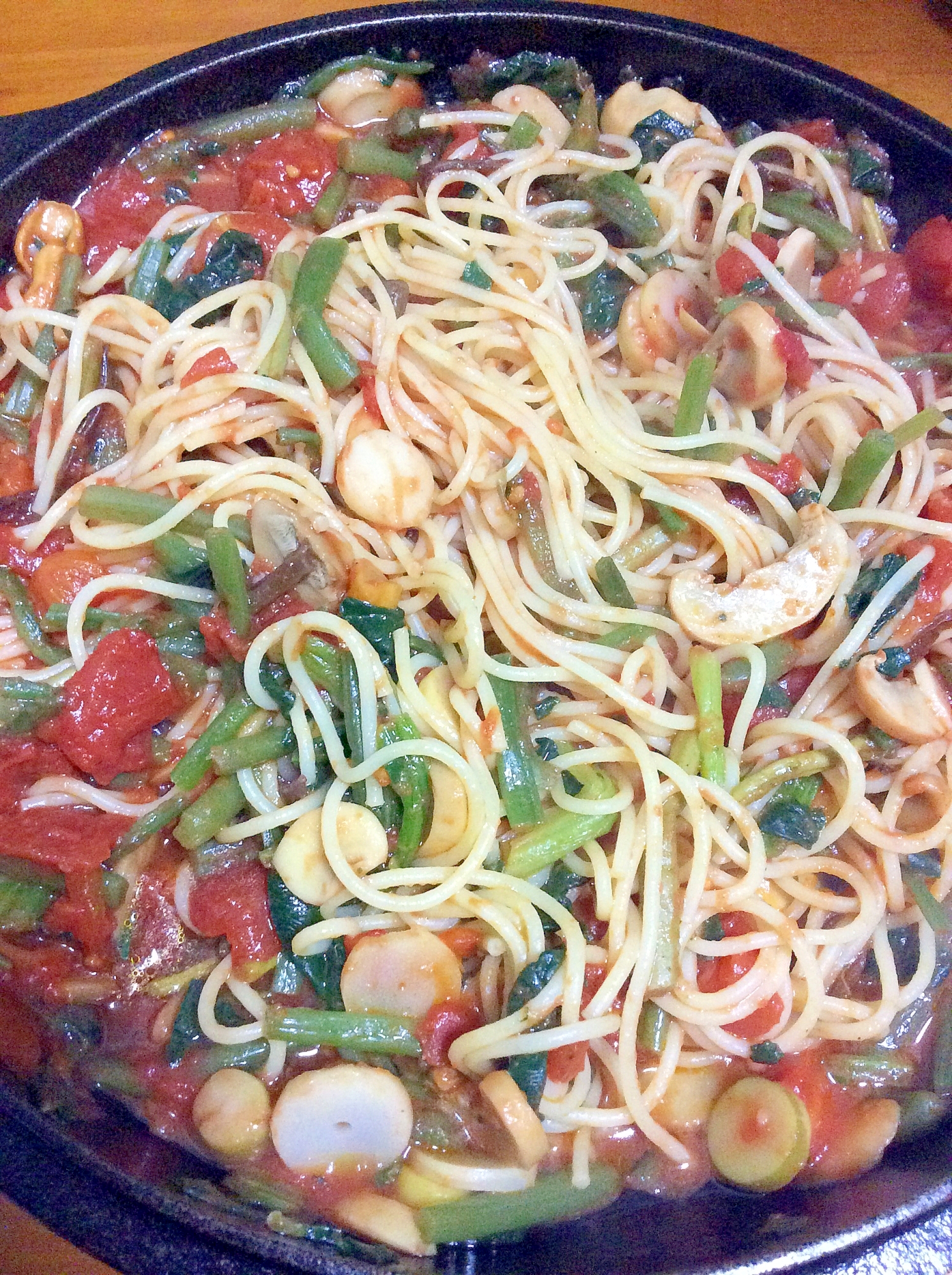 山菜ミックススパゲティトマト