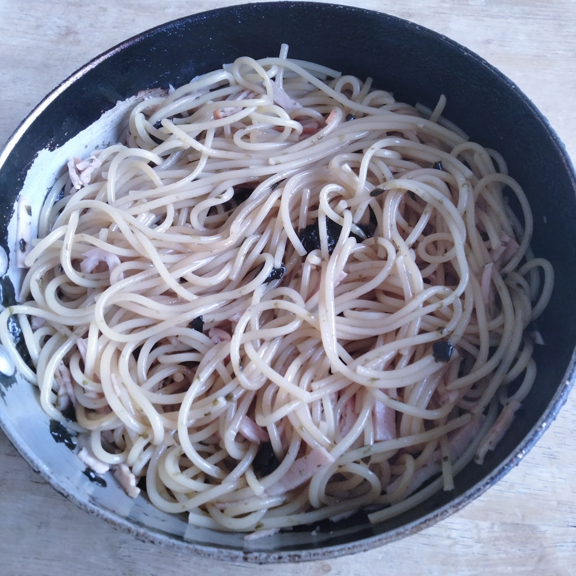 フライパンで！味付け海苔パスタ