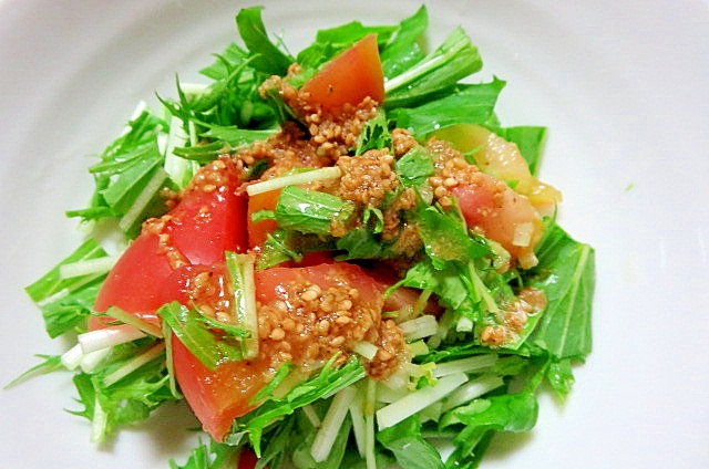 水菜とトマトの和風サラダ