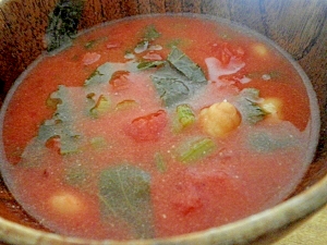 ヒヨコマメとセロリのトマトスープ