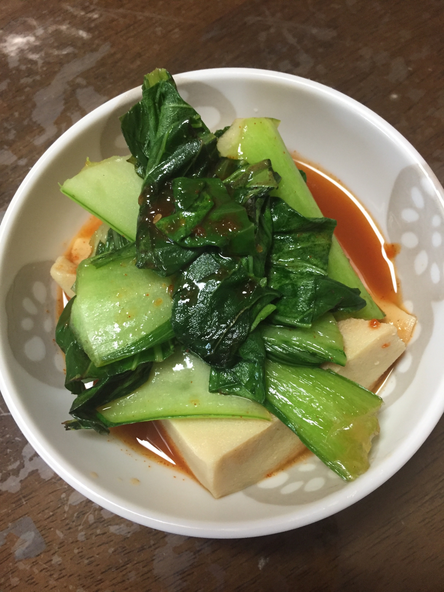 チンゲンサイと高野豆腐