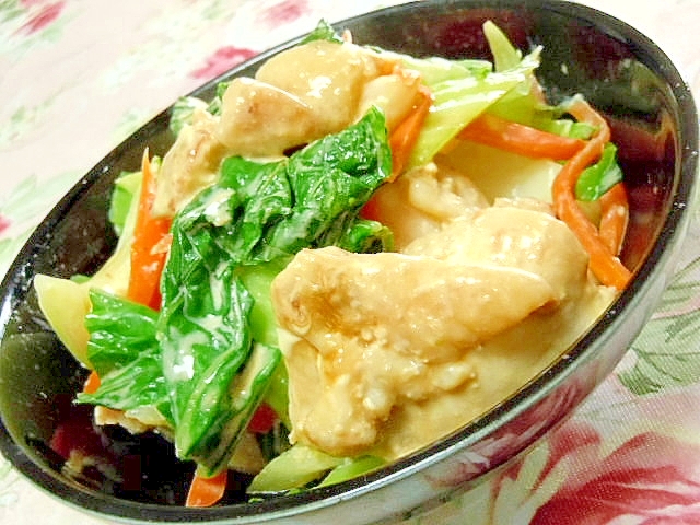 ❤青梗菜と鶏肉と人参のオイマヨ炒め❤