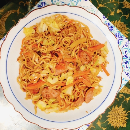 白菜で焼きそば