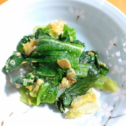 包丁を使わずに☆レタス外葉の簡単美味しい卵炒め