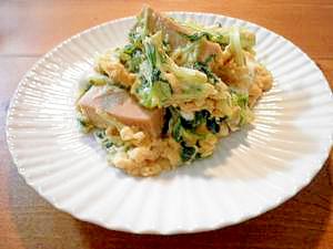 ヘルシーメイン！水菜と高野豆腐の卵とじ