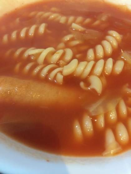 トマトスープもマカロニも大好き♪
美味しくいただきました〜（≧∇≦）〜
ごちそう様です♪