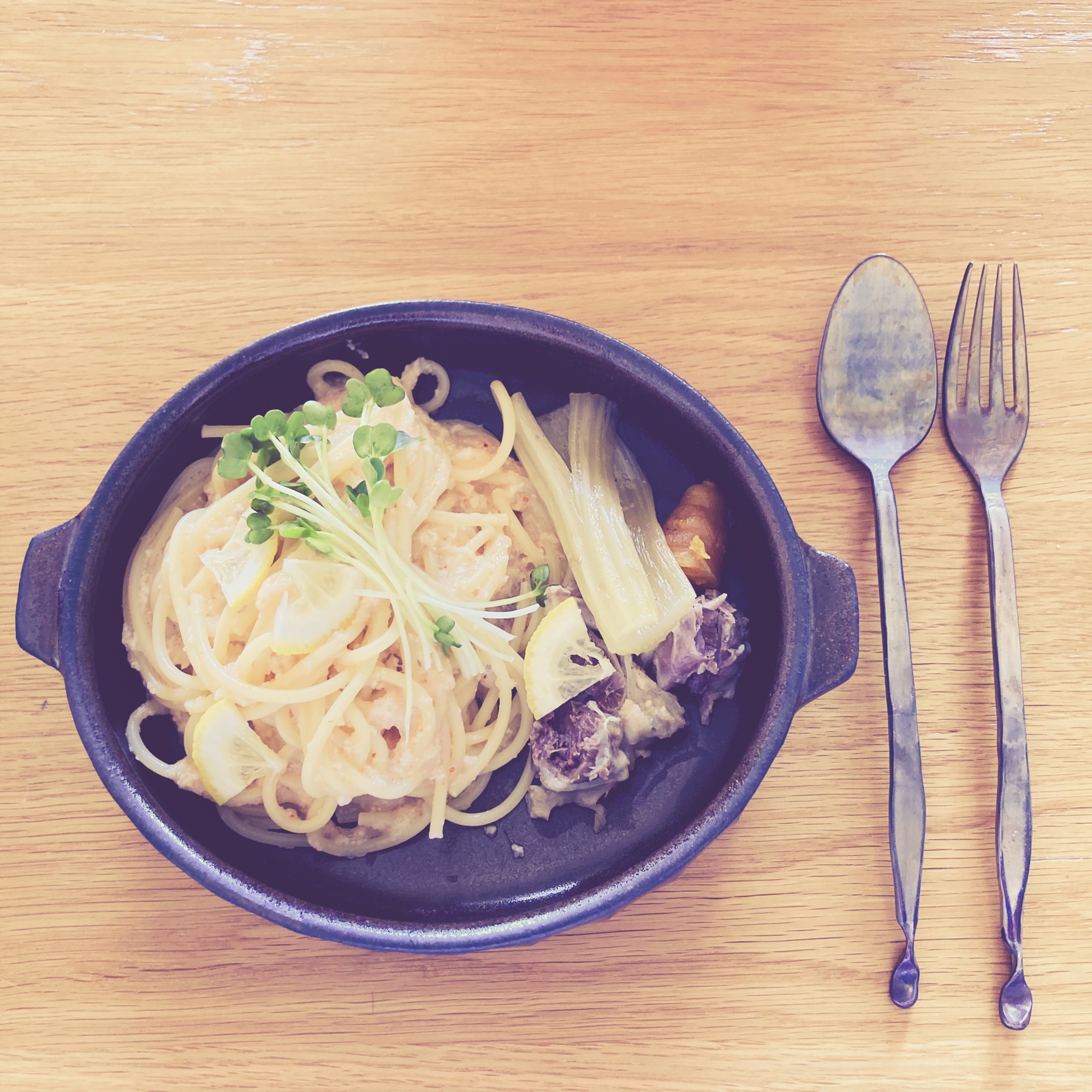 サラダ感覚！明太とろろのパスタ