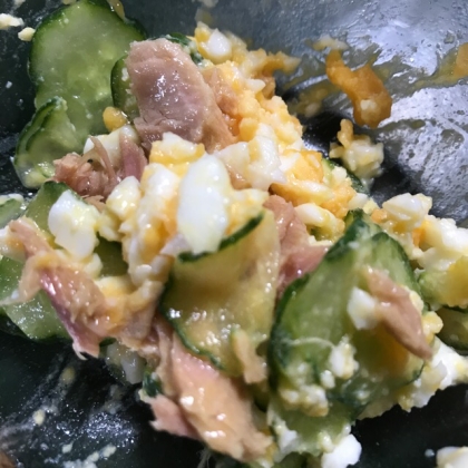 ツナときゅうりとゆで卵のマヨサラダ(^○^)