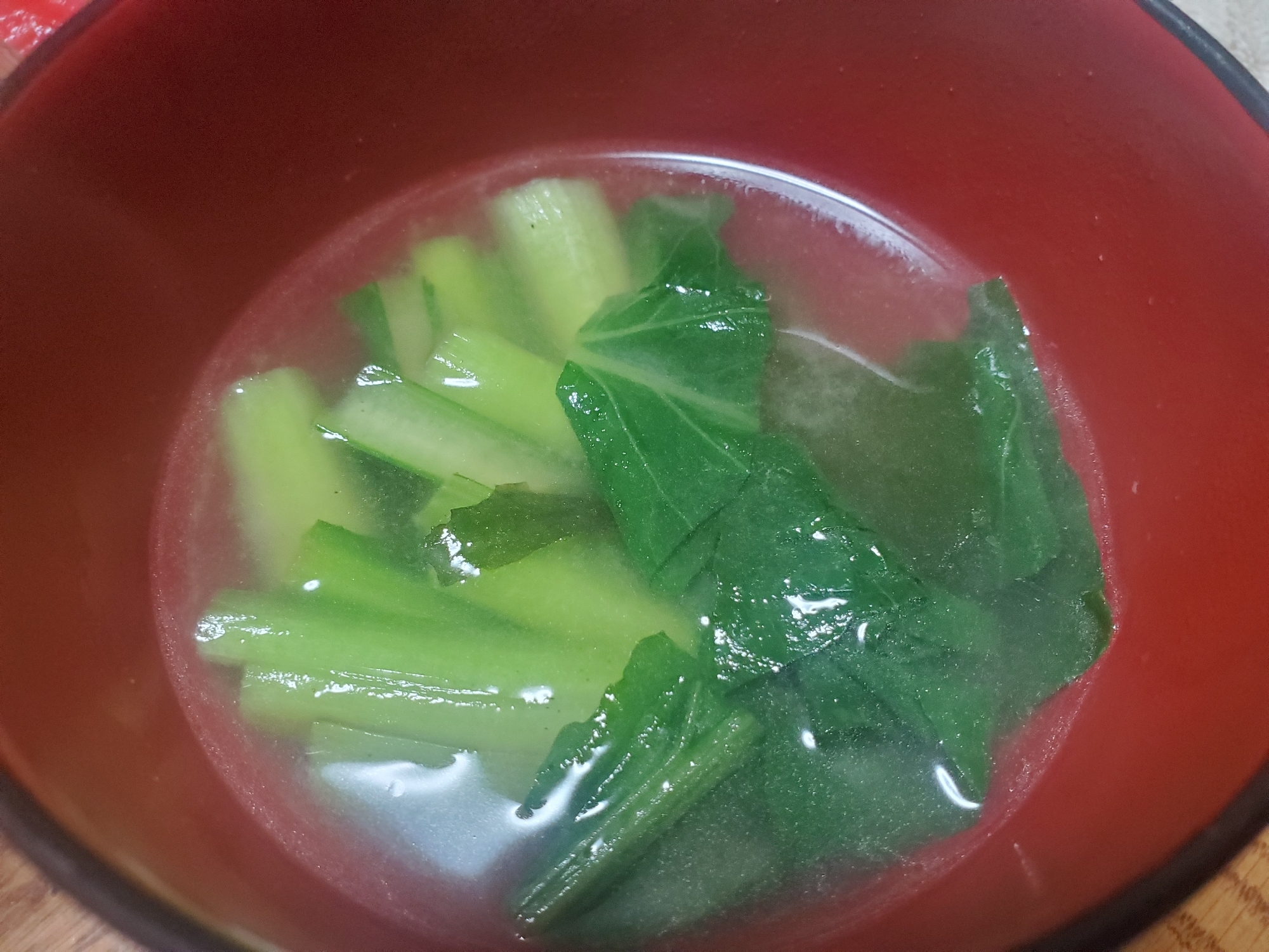 小松菜の味噌入り中華スープ