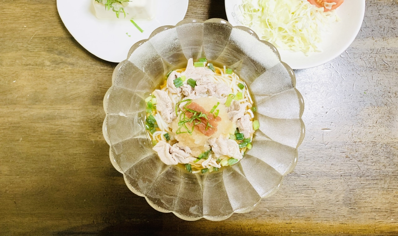 温麺レシピ　豚しゃぶのおろし温麺