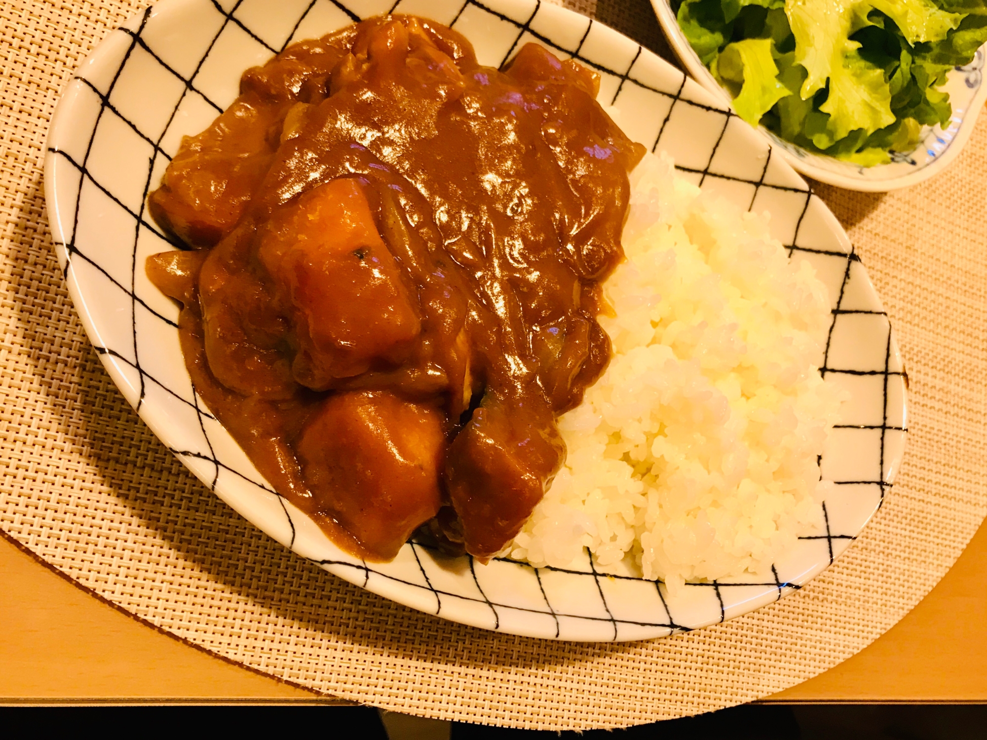 カボチャ入り♡甘めのカレーライスになります。