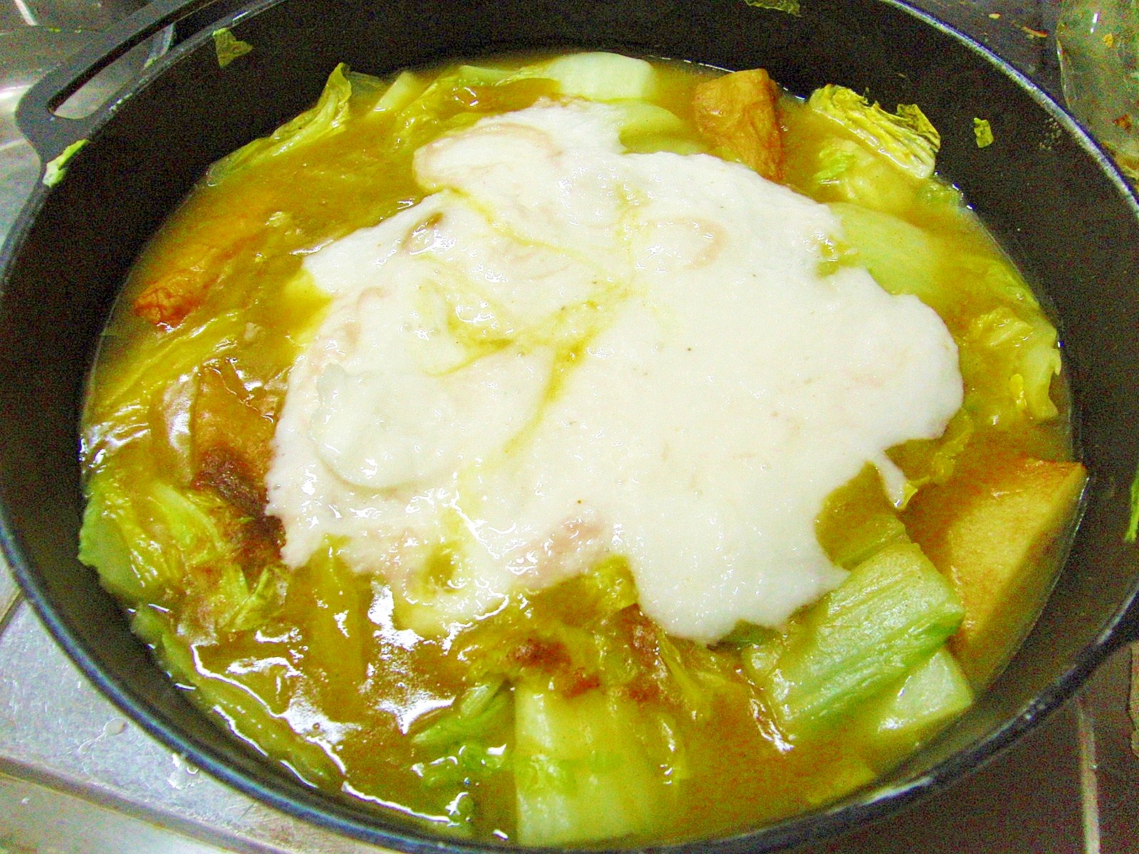 簡単！ヘルシー！白菜のカレー煮びたしとろろがけ