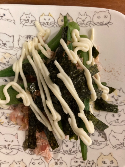 電子レンジで簡単♪オクラと焼き海苔の和え物