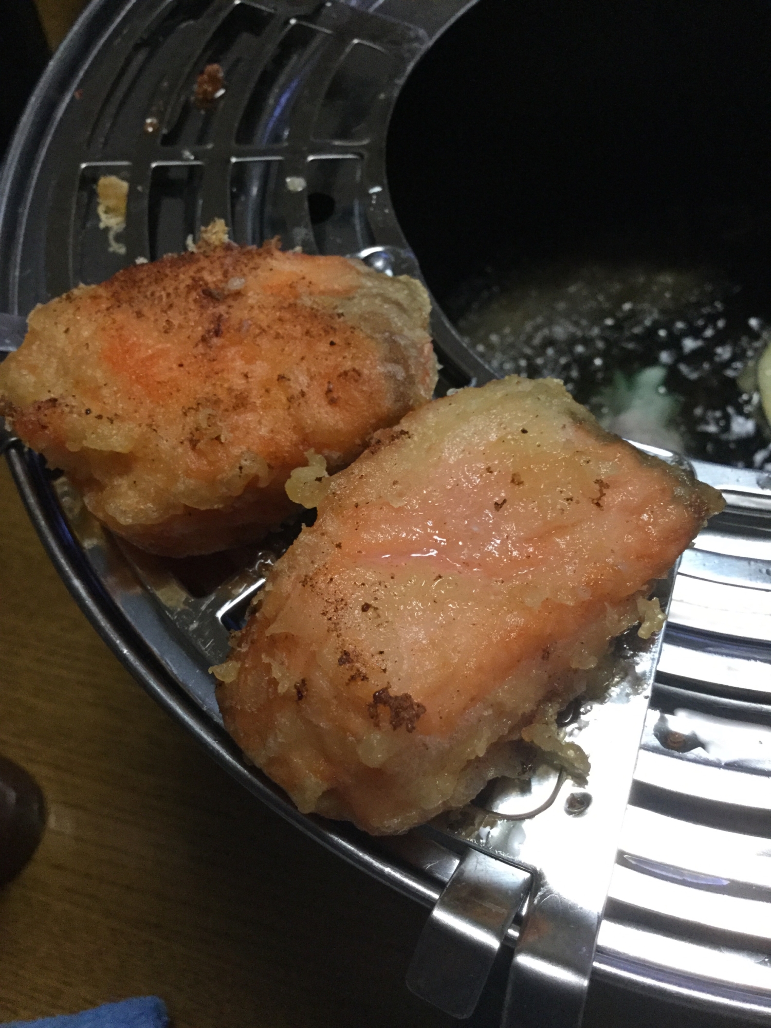 銀鮭の昆布茶で天ぷら