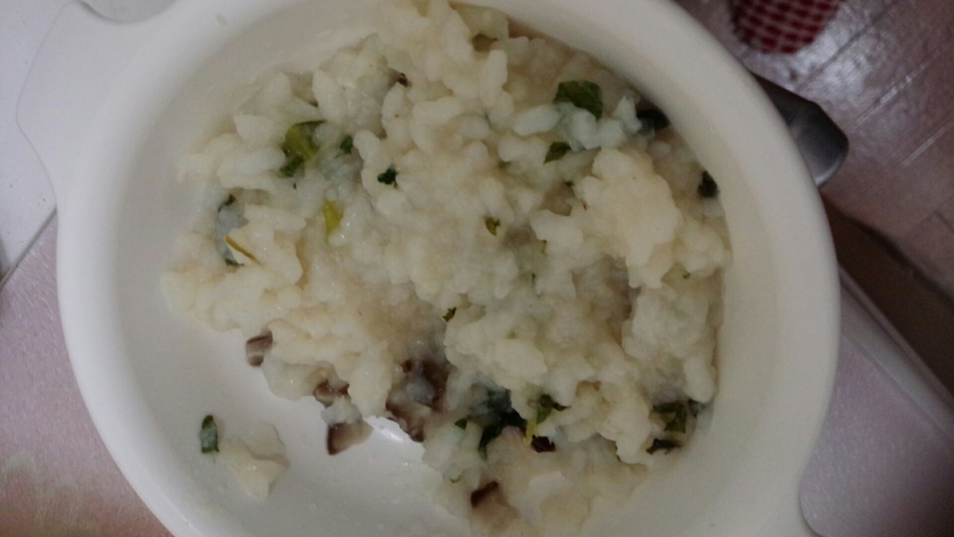 【離乳食後期】小松菜と椎茸のお粥