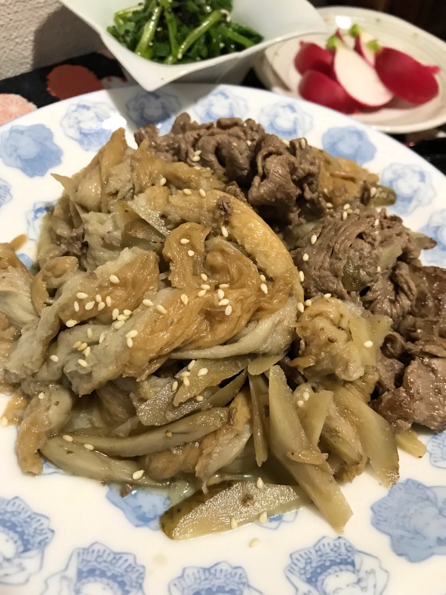 ☆★牛肉と牛蒡、沖縄麩の煮物♪★☆