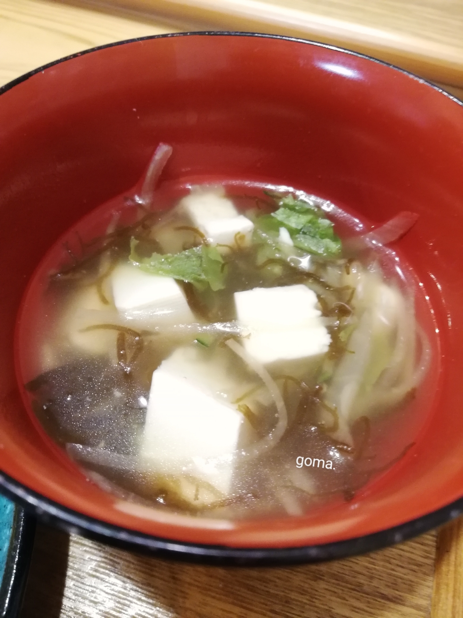 ヤーコンもずく豆腐スープ