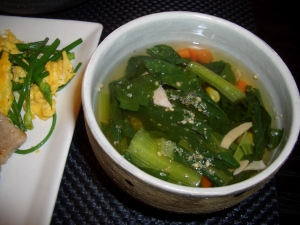 小松菜とハムの和風スープ