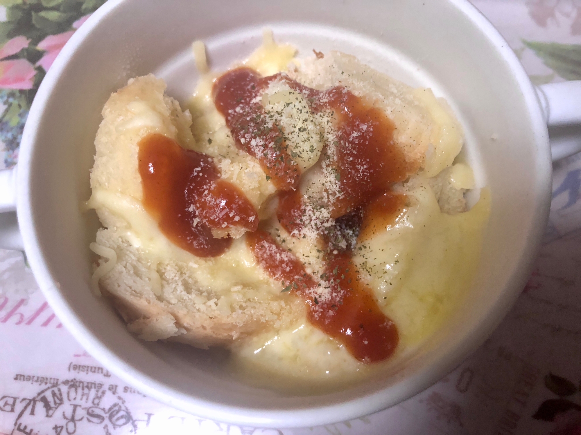 レンジで簡単！チーズパングラタン