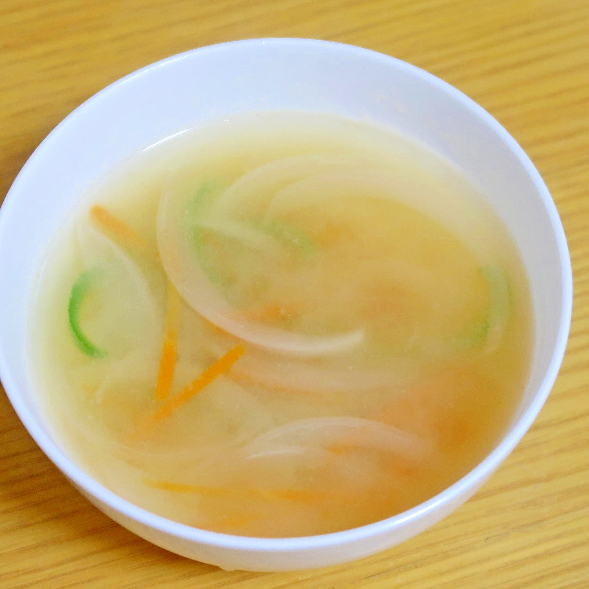 そば粉でとろみをつけた野菜コンソメスープ★減塩志向