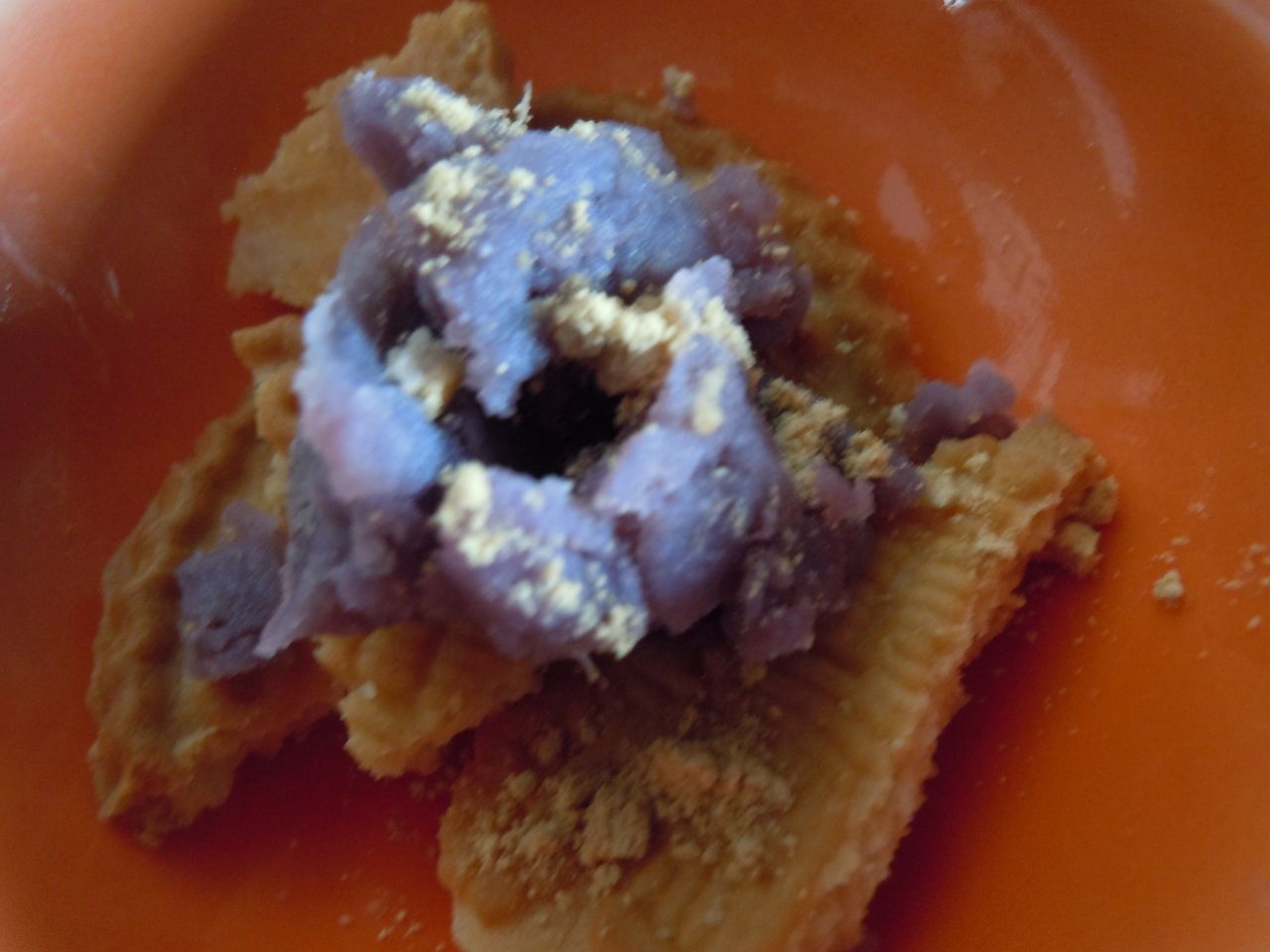 クッキーと紫芋のきな粉デザート