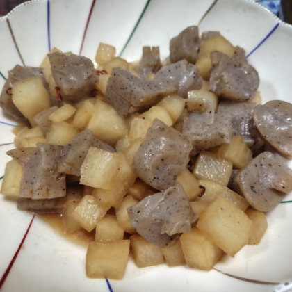 肉なしで大根大量消費！大根とこんにゃくの醤油炒め♪