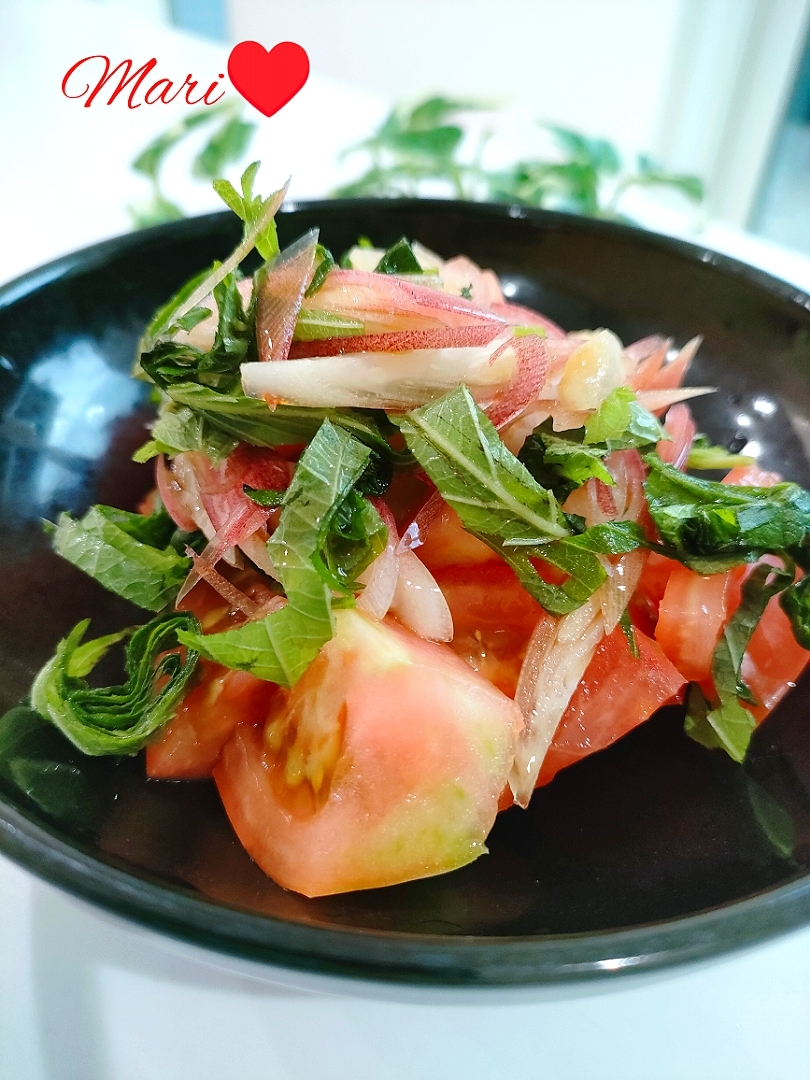 大葉みょうがのせ！トマトサラダ
