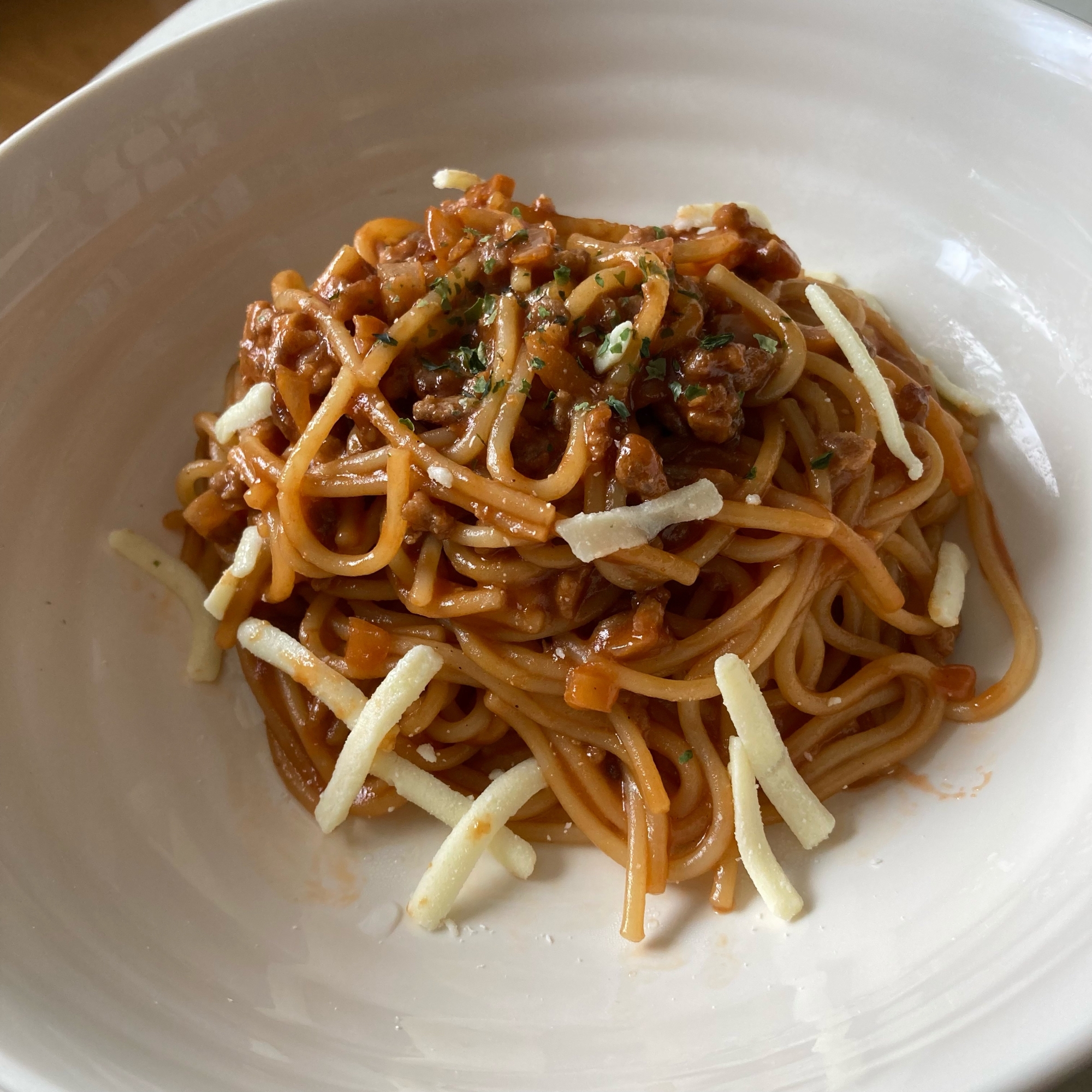 【電子レンジで簡単】ミートソースパスタ