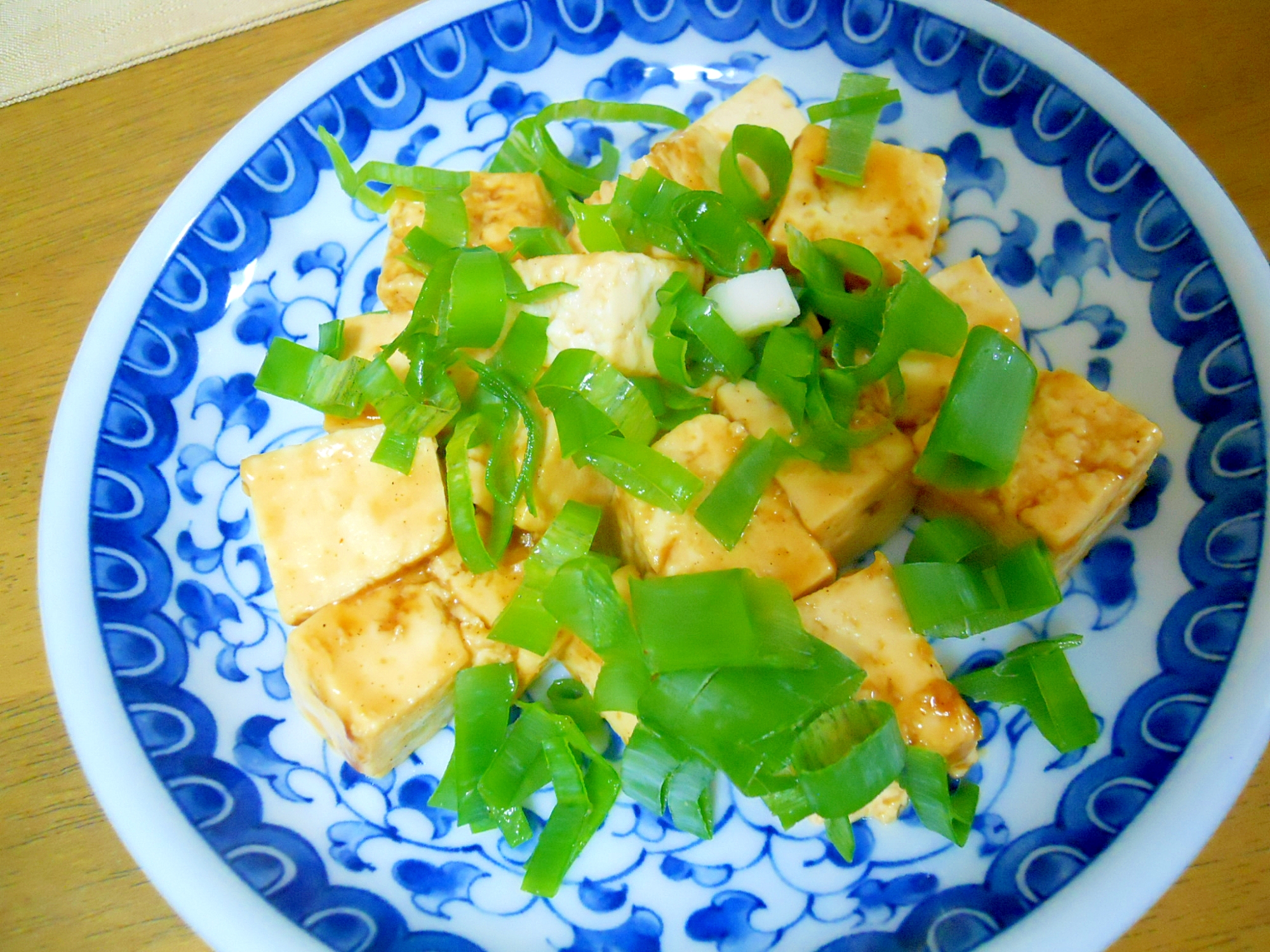 おたふくソースで♪　豆腐と葱のシンプル炒め