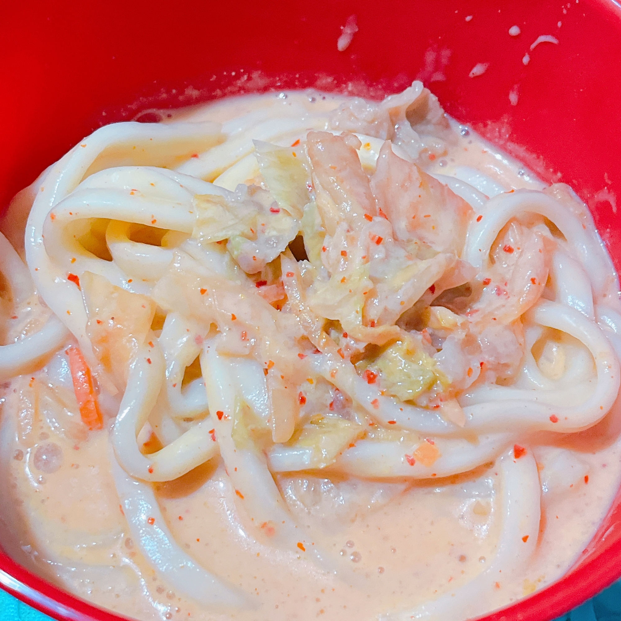 豆乳￤キムチ￤クリームうどん￤簡単￤体ぽかぽか